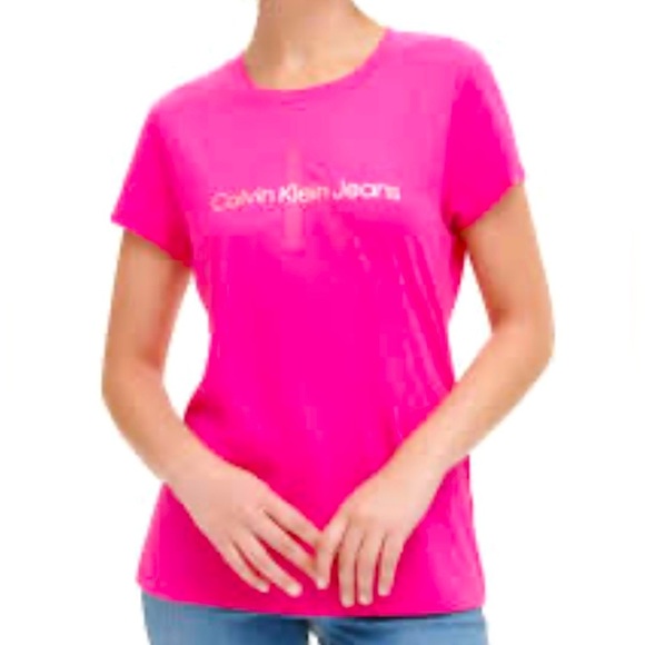 Calvin Klein Jeans Tops - Women's CALVIN KLEIN pink Tshirt